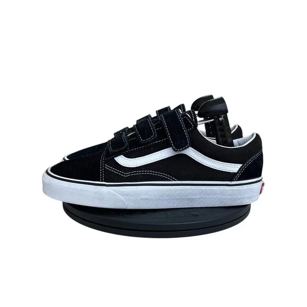 Vans Old Skool V Sneakers Black/True White Triple Hook-and-Loop Strap M8 W9.5